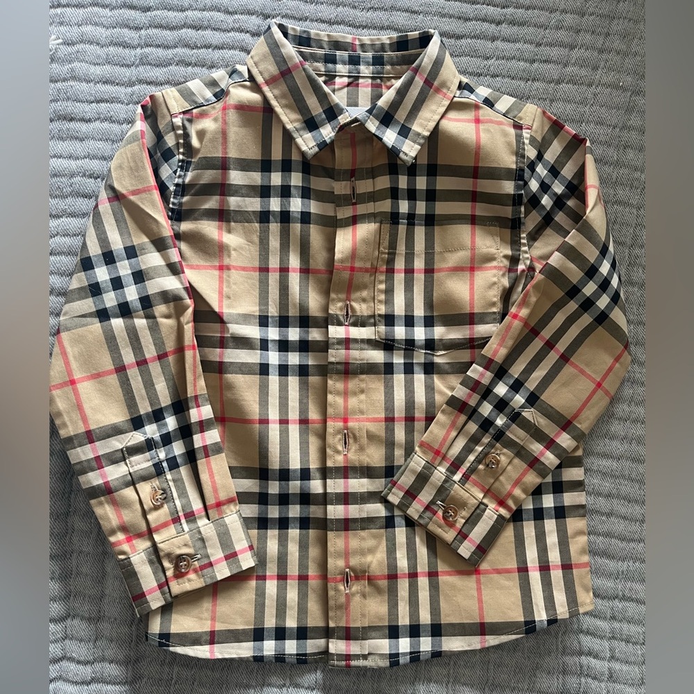 Authentic Burberry toddler plaid button down check plaid pattern - worn once